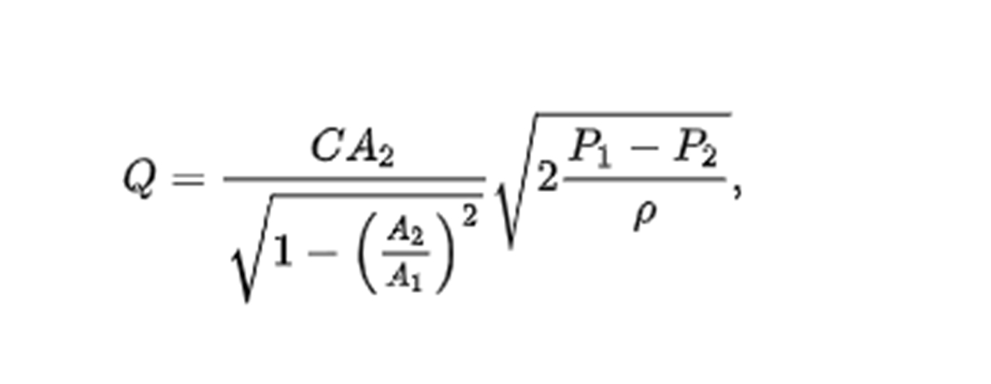 Формула расходомера Вентури