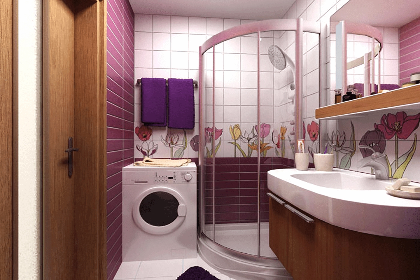 Ванные комнаты с душем - дизайн и фото