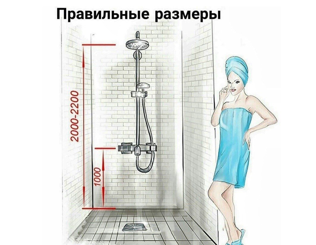 высота установки душа в ванной