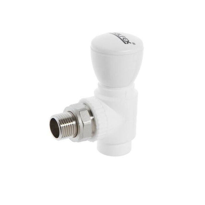 Клапан (вентиль) запорный для радиатора VALFEX, Дн 20х1/2 дюйма, наружная резьба, угловой