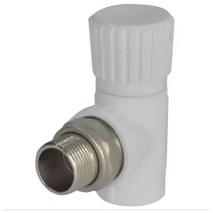 Клапан (вентиль) запорный для радиатора РОСТУРПЛАСТ, Дн 20х1/2 дюйма, угловой