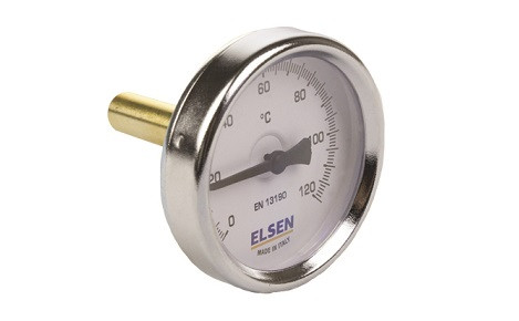 Термометр биметаллический ELSEN, 63 мм, 1/2, В, осевой, шток-50 мм, D штока 9 мм
